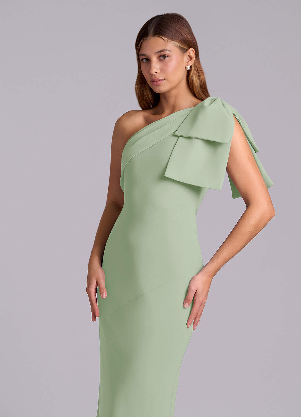 Azazie Yuanna Bridesmaid Dresses Dusty Sage Mermaid One Shoulder Chiffon Dress image6