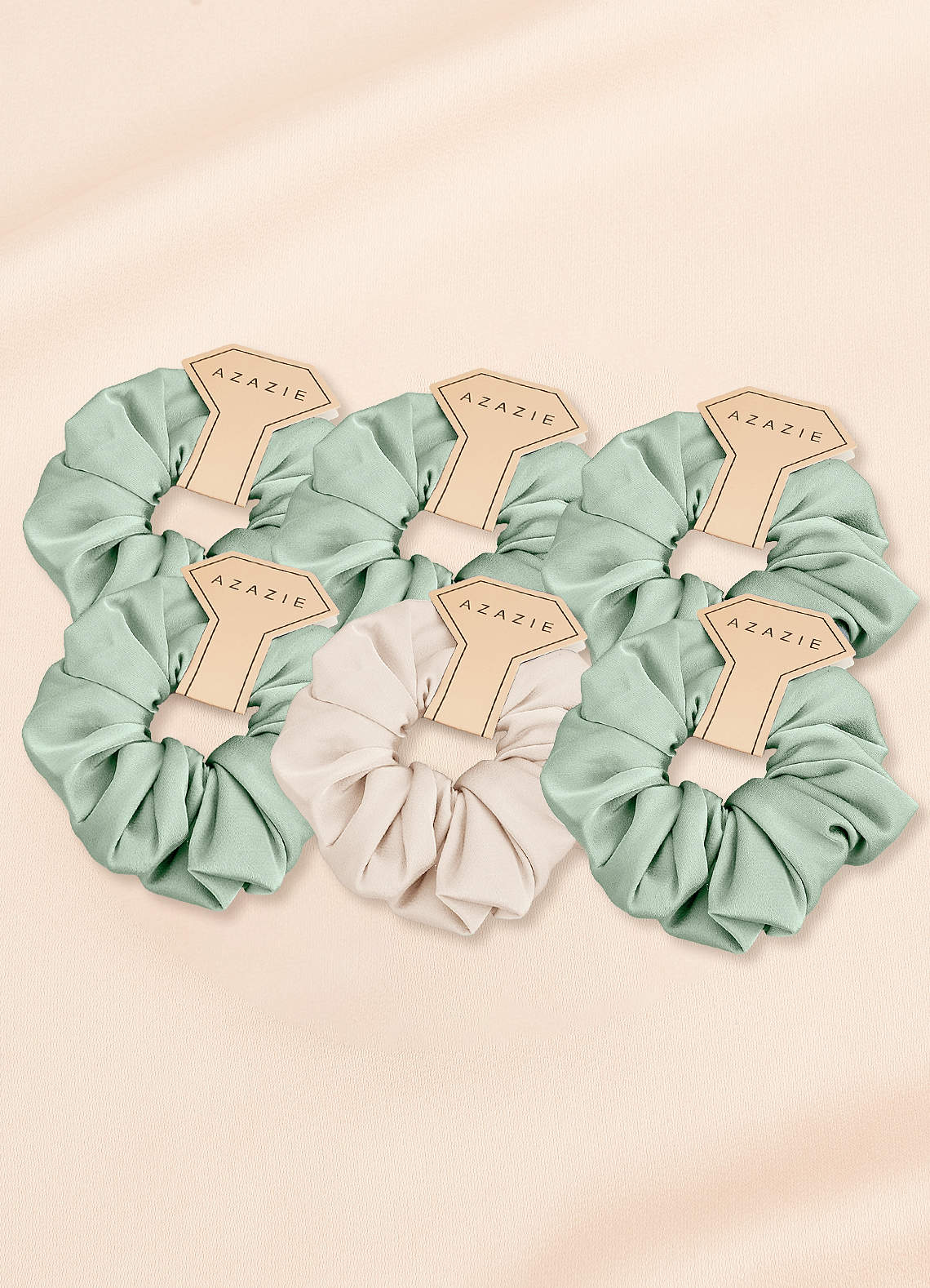 front Mixed Color Bridesmaid Stretch Satin Over Size Scrunchie Set