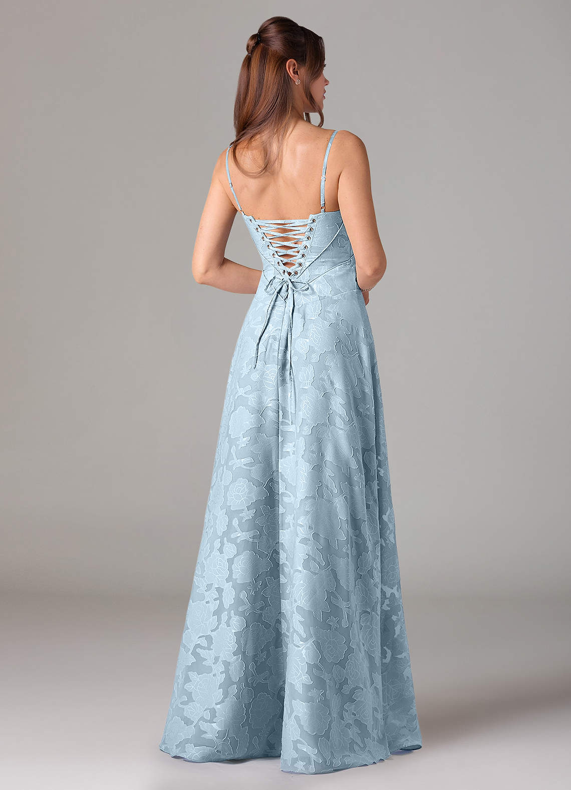 Azazie Valentine Bridesmaid Dresses Sky Blue A-Line Sweetheart Neckline Floral Burnout Dress image4