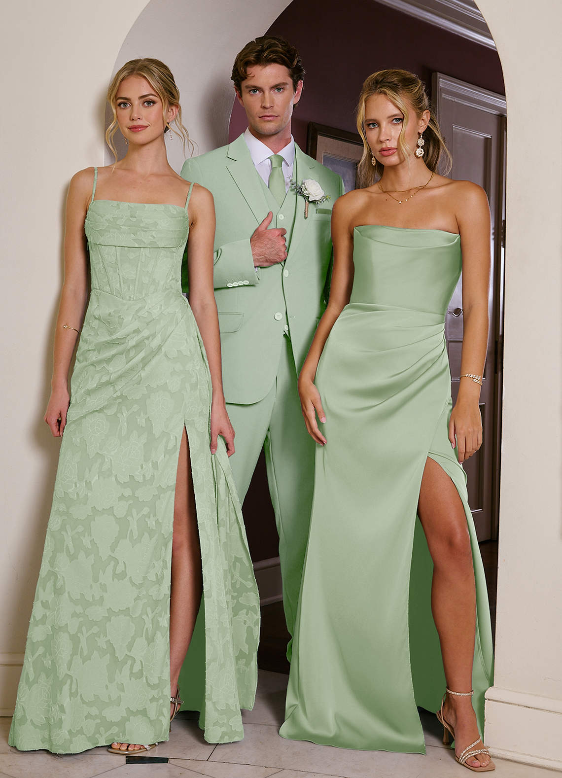 front James Dusty Sage Structured Stretch Suit