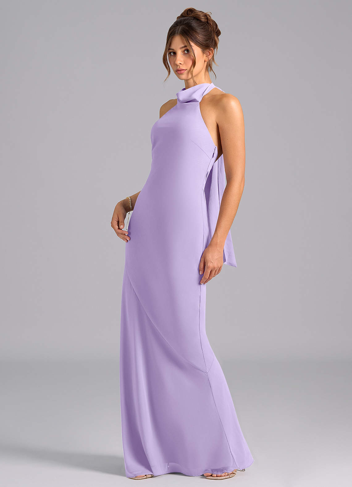 Azazie Velli Bridesmaid Dresses Lilac Mermaid Bow Chiffon Dress image1