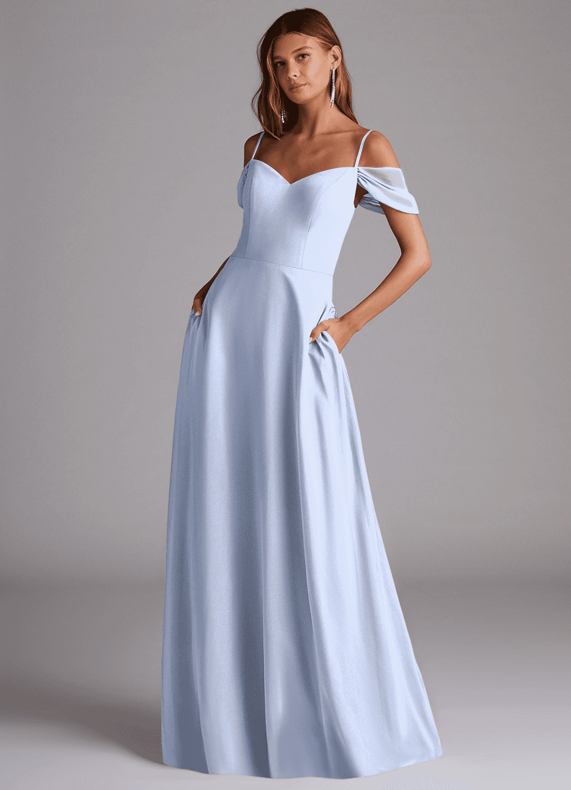 Azazie Marley Brautjungfernkleider Wandelbar A-Linie Schulterfrei Chiffon Kleid Eis image1