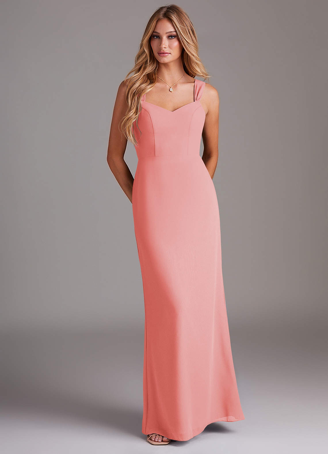 azazie coral bridesmaid dresses Denice Ready to Ship Chiffon coral dress for wedding