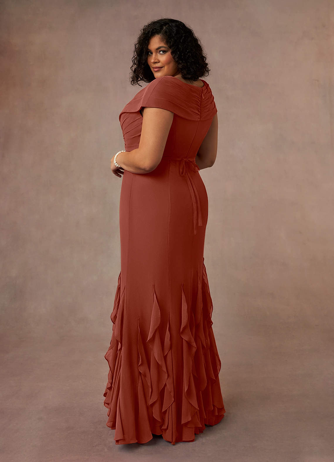 Azazie Bailora Mother of the Bride Dresses Auburn Mermaid Ruched Chiffon Dress image3