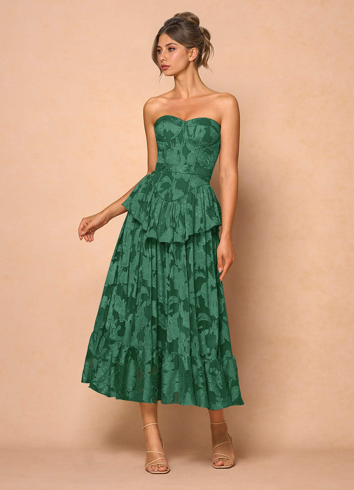 Emery Dark Green Midi Dress | Azazie