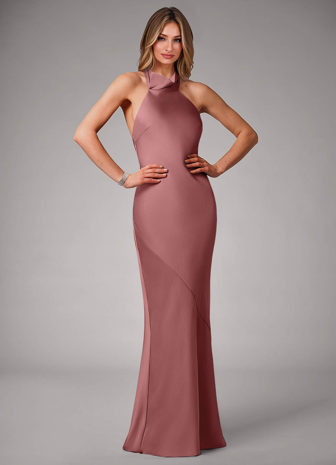 Azazie Velli Bridesmaid Dresses Amethyst Mermaid Stretch Satin Dress image1