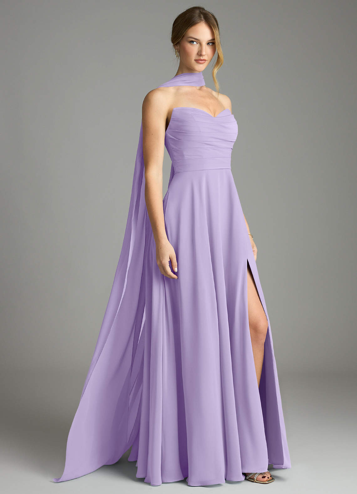 Azazie Ayla Abiti da Damigella Abito A-Line in Chiffon Scollo a Cuore Lilla image1