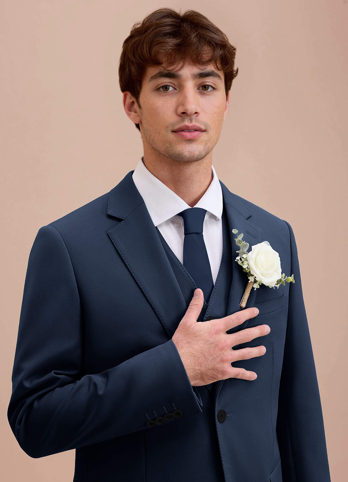 front Ethan Dark Navy Refined Weave Suit Jacket