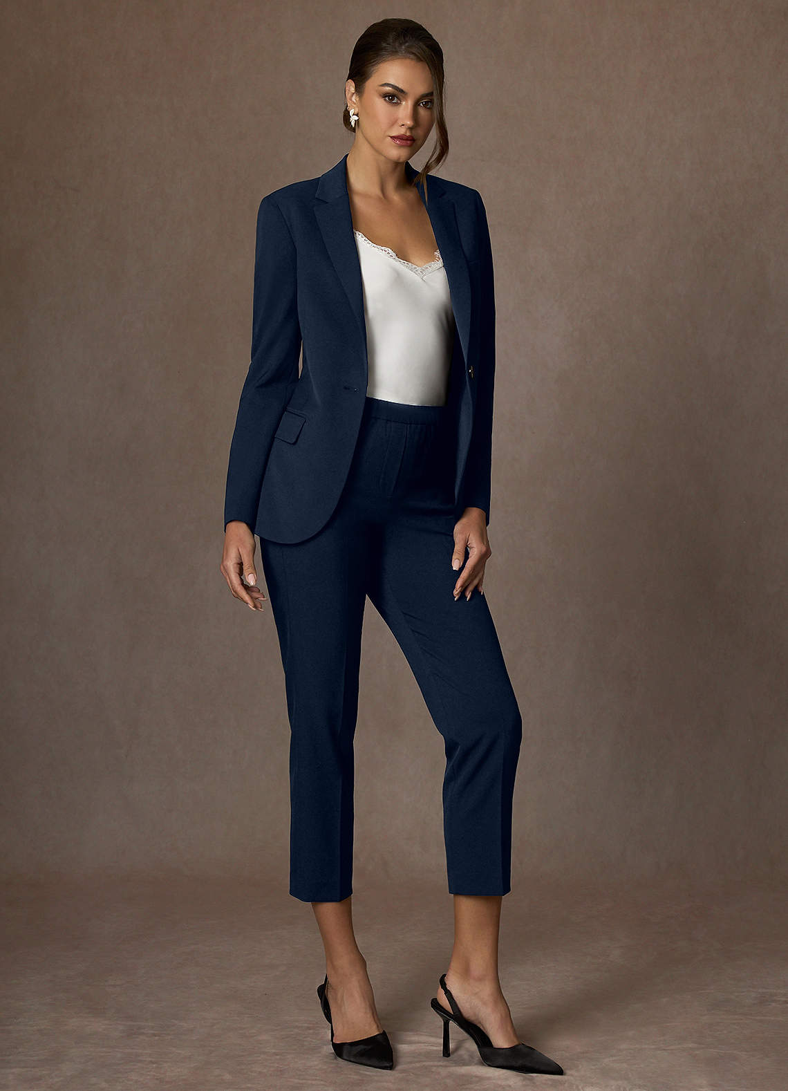 front Kennedy Dark Navy Structured Stretch Dress Pants
