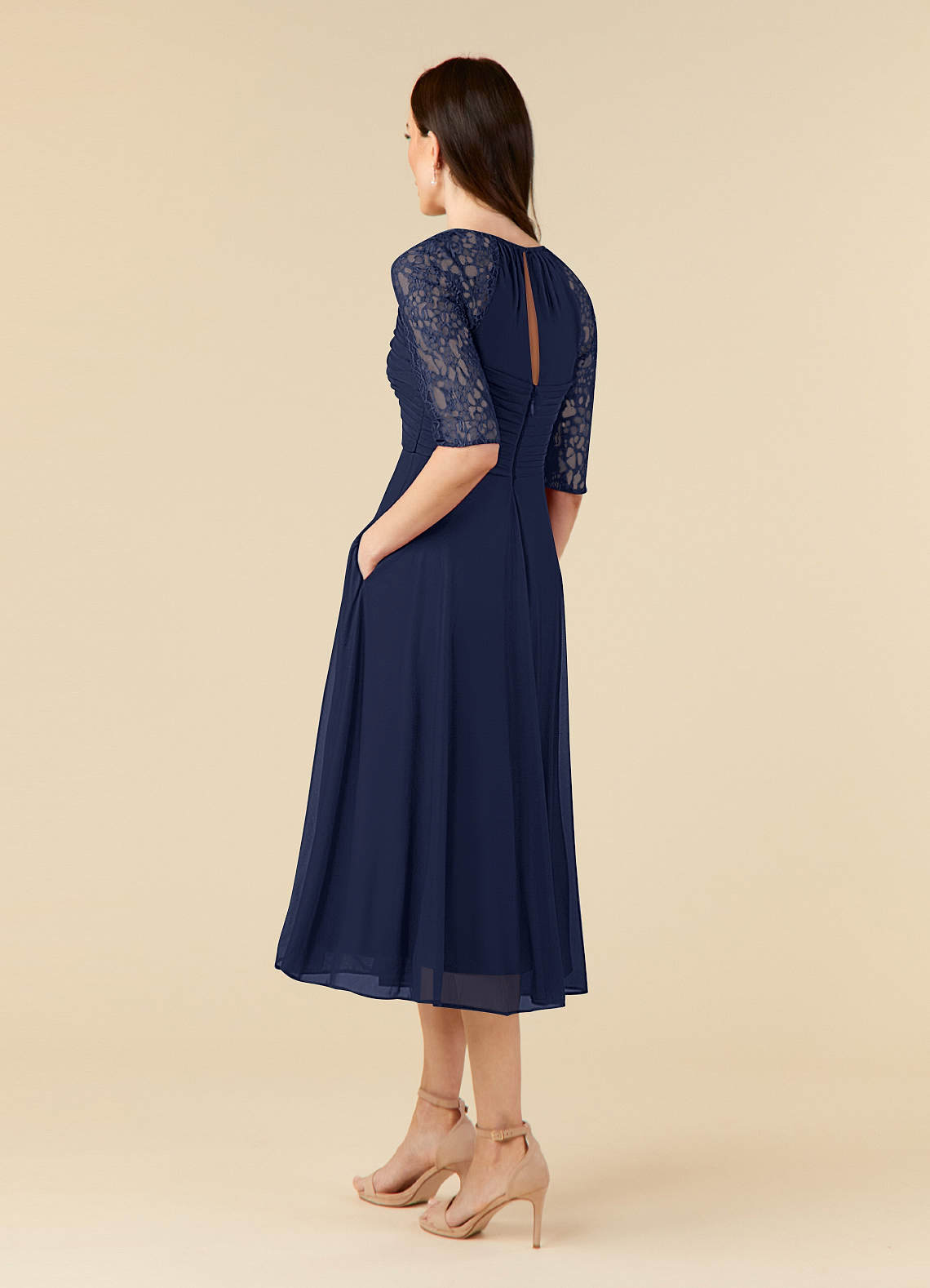 Azazie Gracelyn Mother of the Bride Dresses Dark Navy A-Line Lace Dress image3