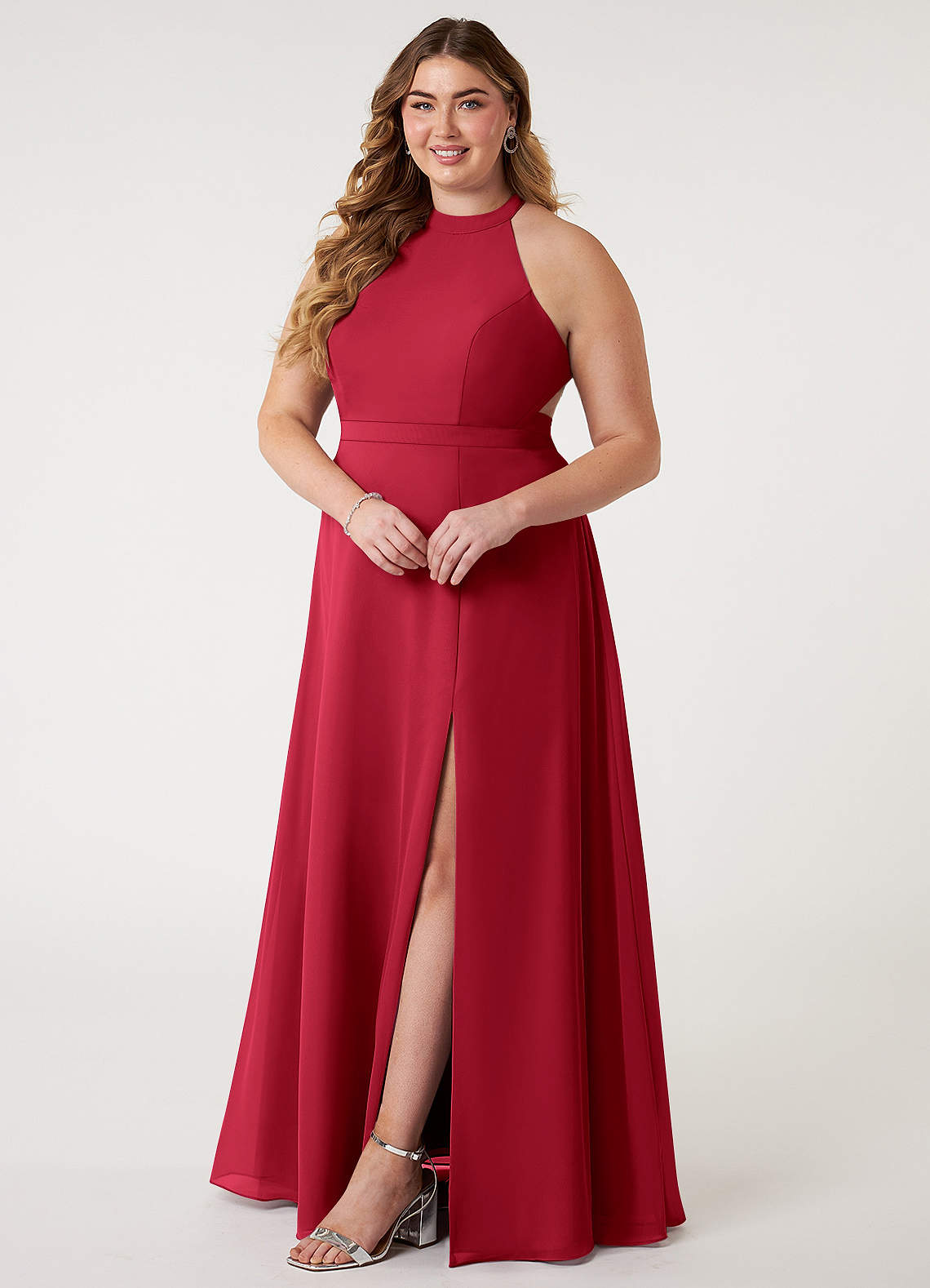 Azazie Clarice Scarlet Chiffon Bridesmaid Dresses | Azazie
