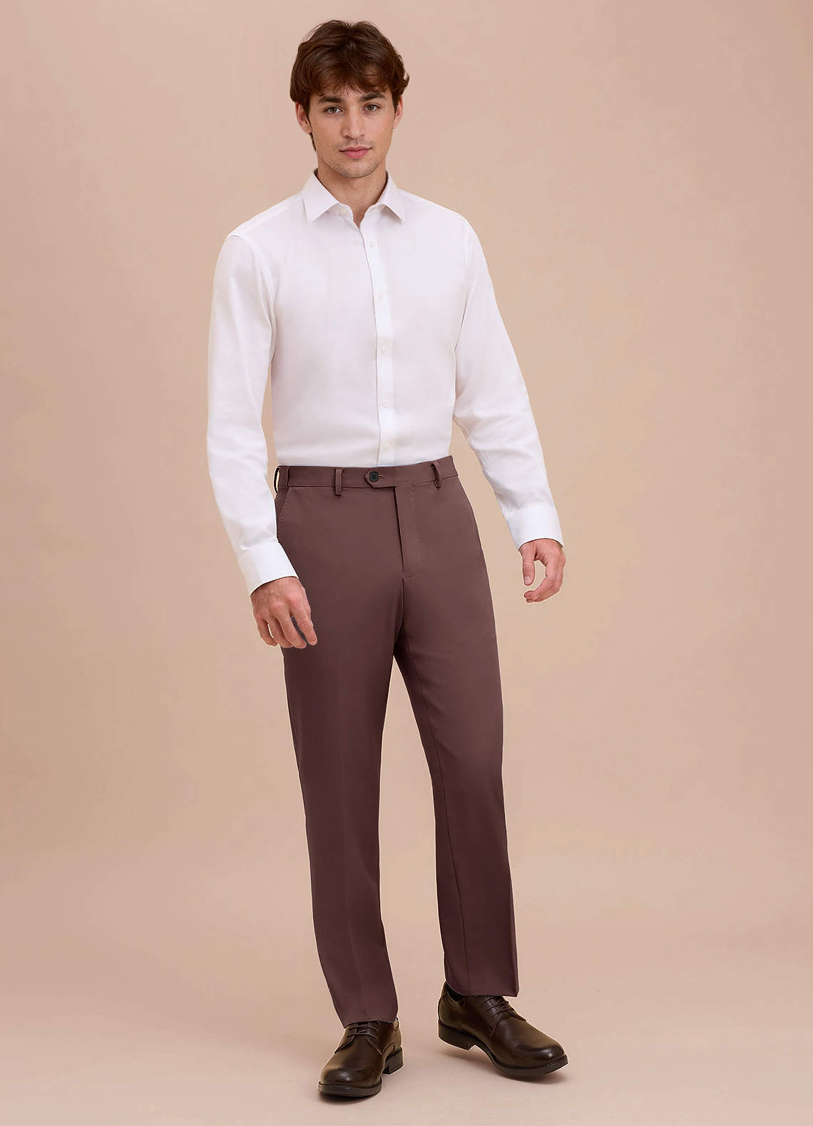 front Ethan Espresso Refined Weave Performance Dress Pants