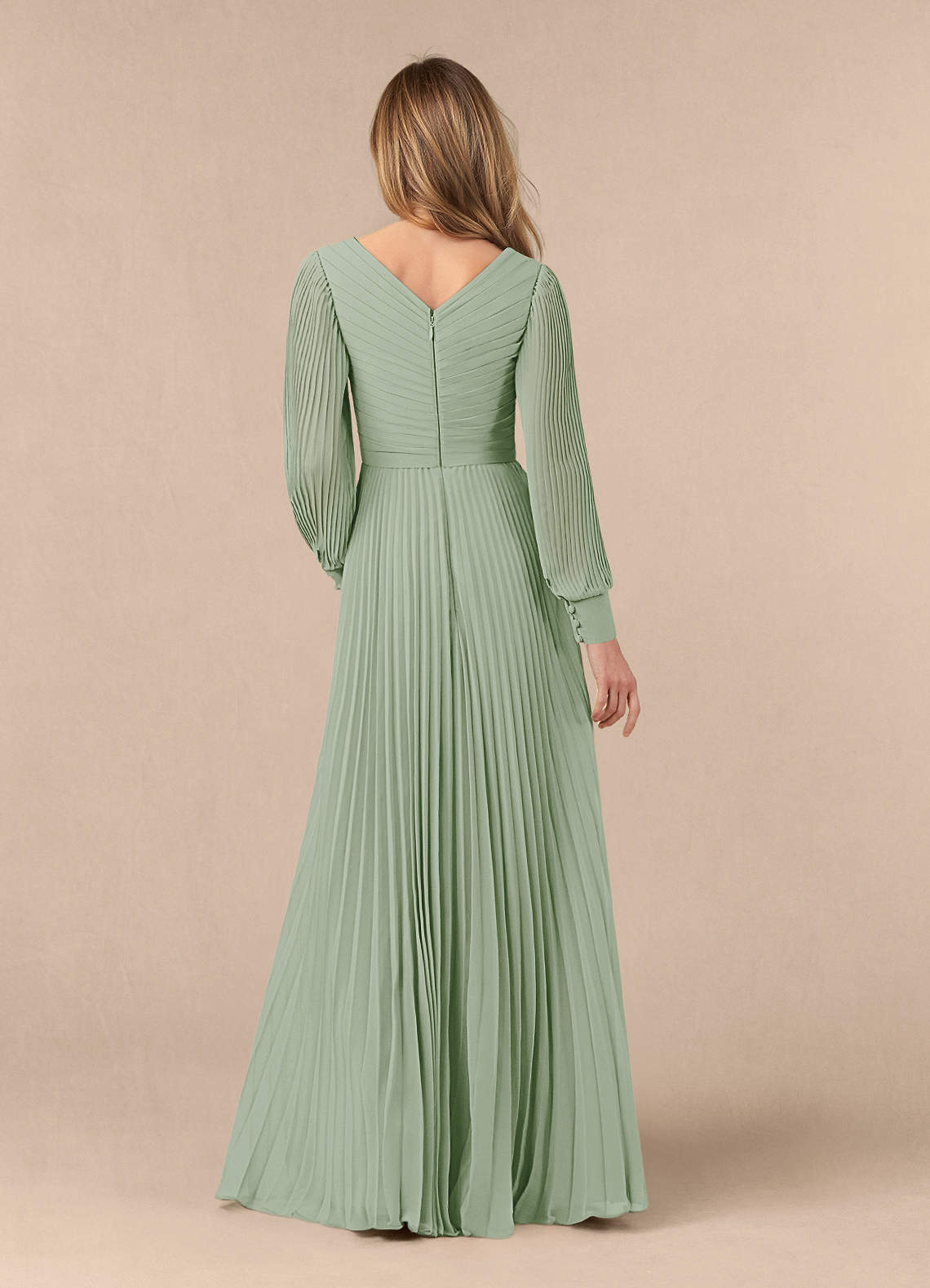 Azazie Zina Mother of the Bride Dresses Dusty Sage A-Line Pleated Chiffon Dress image3
