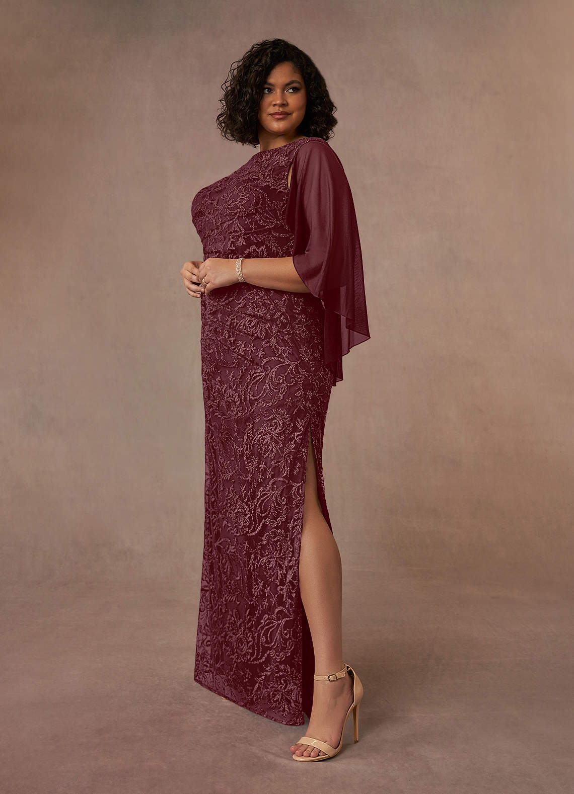 Azazie Collins Cabernet Sheath Lace Dress Ready to Ship | Azazie