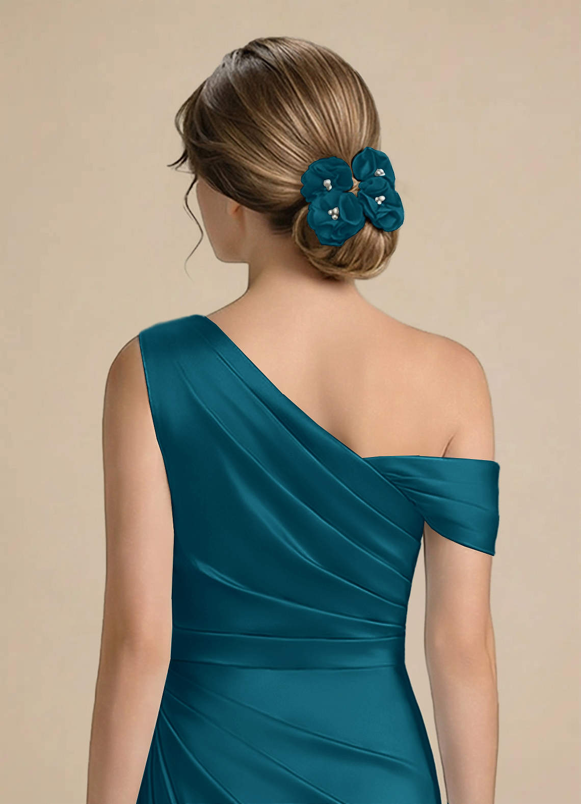 front Four-Piece Matching Color Matte Satin Hair Clip Set
