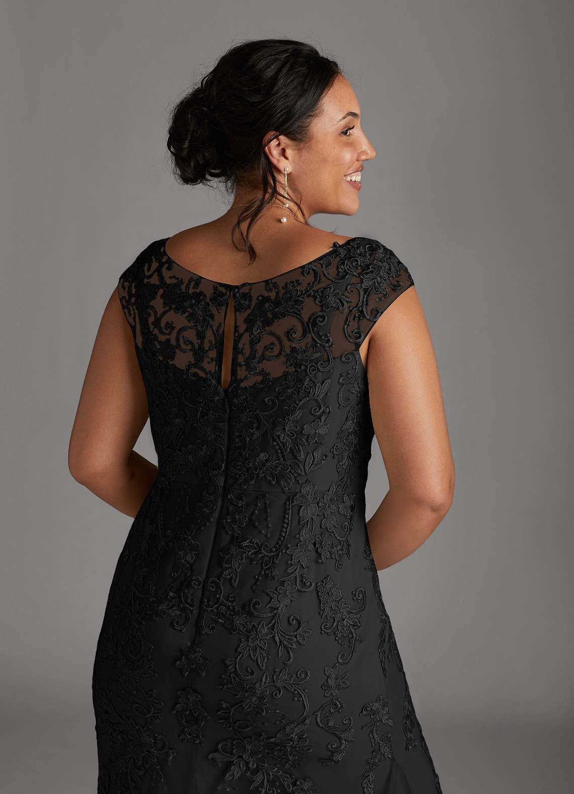 Azazie Melena Black Mermaid Lace Tulle Dress Ready to Ship | Azazie