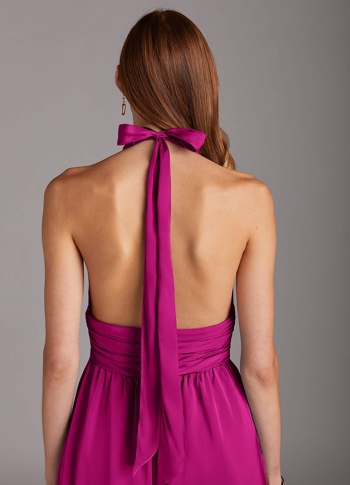 Azazie Oli Stretch Satin Jumpsuit Fuchsia Bridesmaid Dresses
