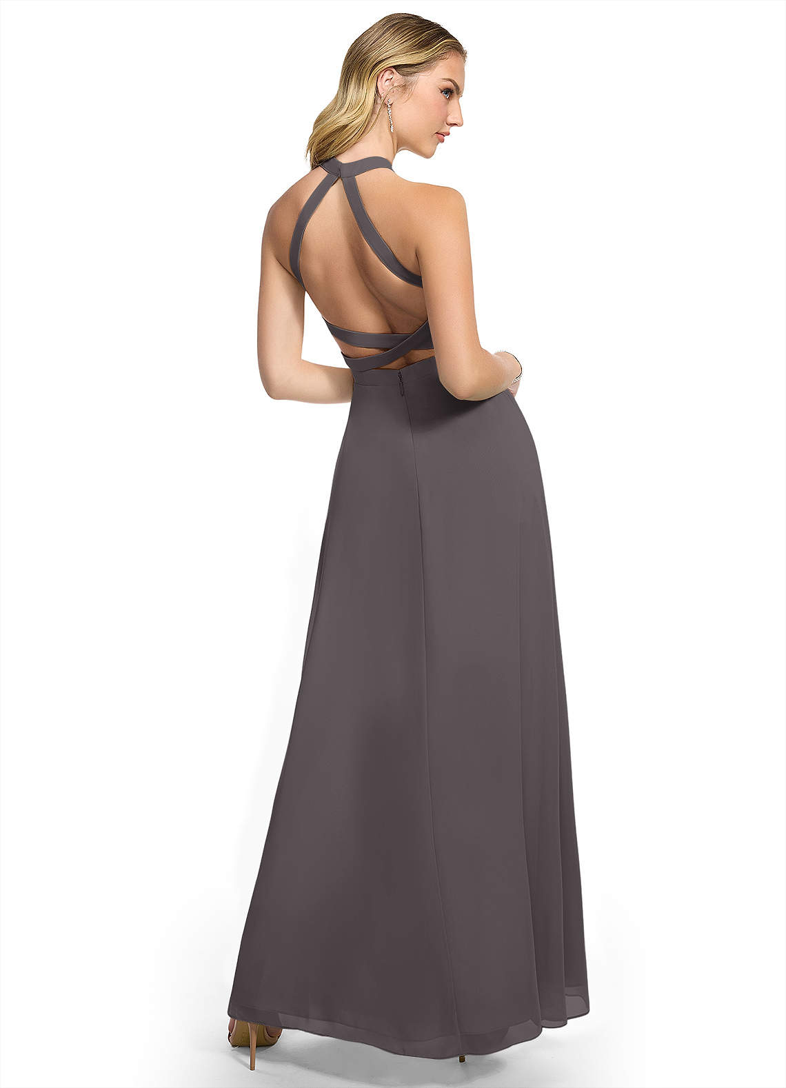 Azazie Clarice Steel Grey Chiffon Bridesmaid Dresses | Azazie