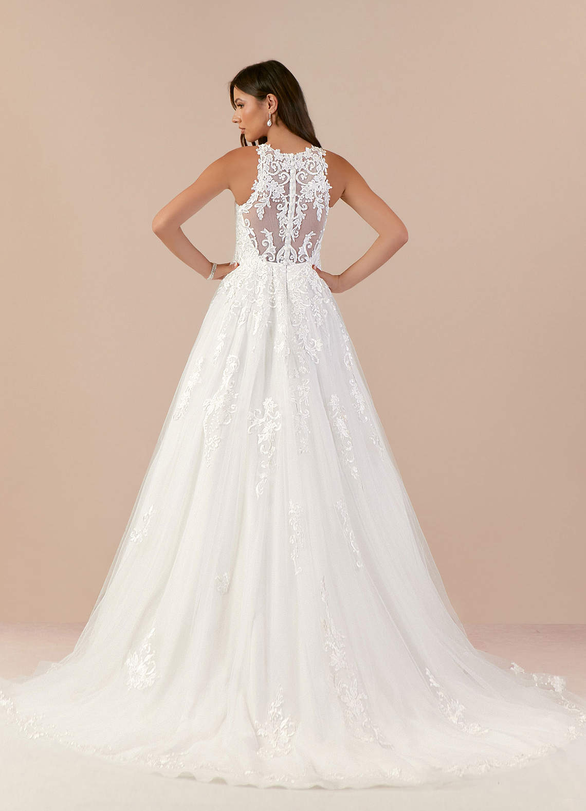 Azazie Melrose Wedding Dresses Diamond White A-Line Sweetheart Lace Tulle Dress image7