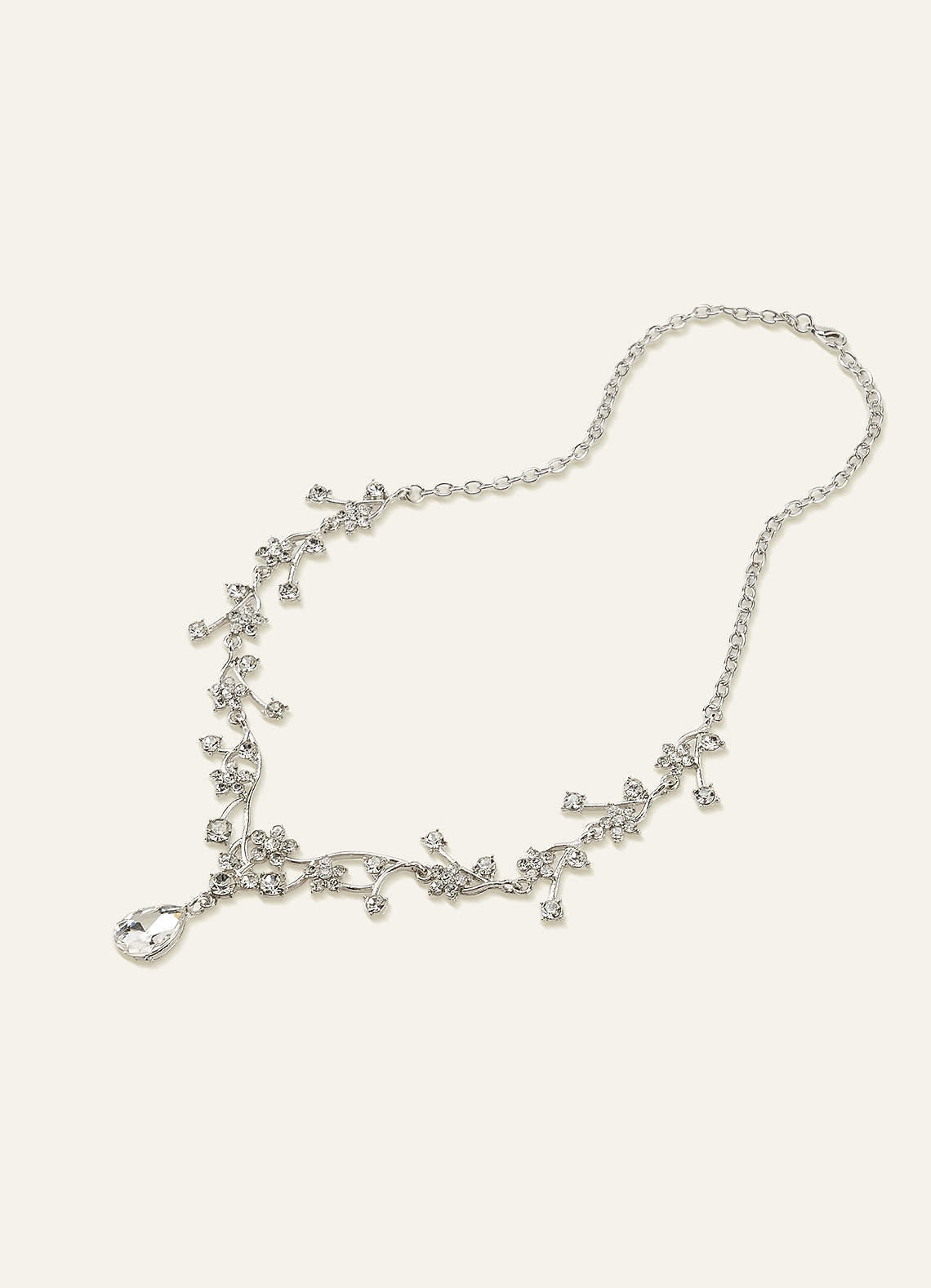 front Crystal Rhinestone Necklace and Earrings Set