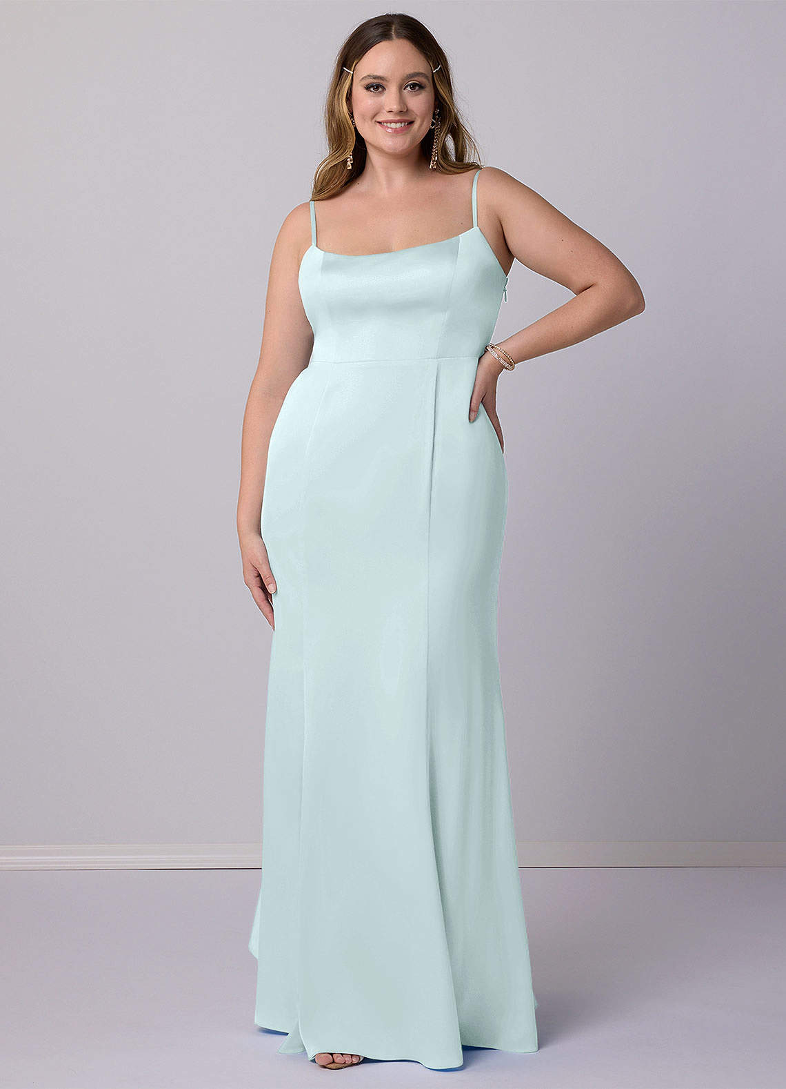 Barbie ♥ Azazie Final Sale Agave Mermaid Bow Stretch Satin Dress image8