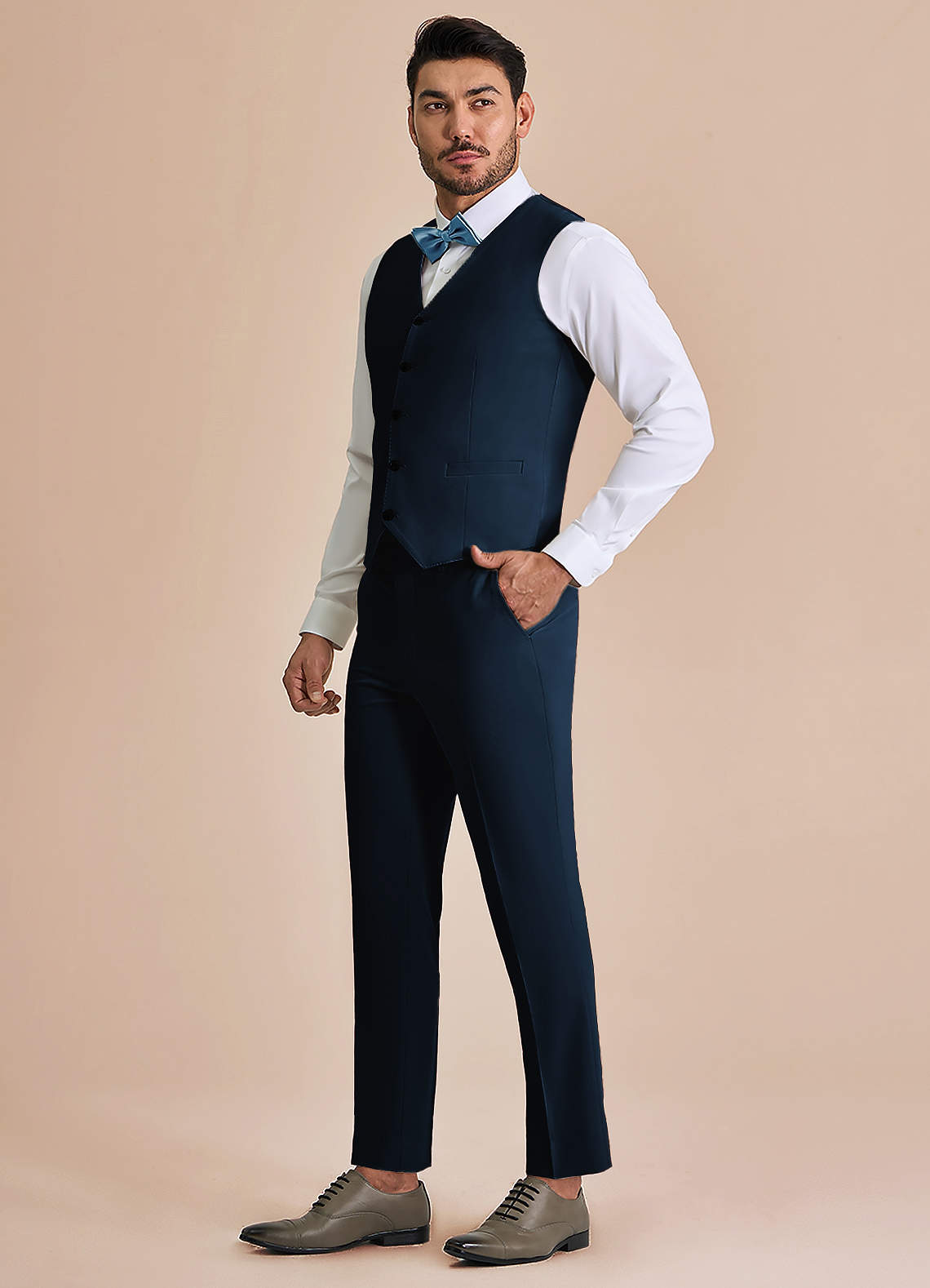 front William Navy Blue Comfort Blend Suit Vest