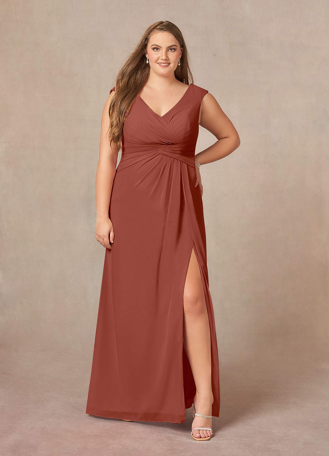 Azazie Sally Final Sale Black A-Line V-Neck Pleated Chiffon Dress image1
