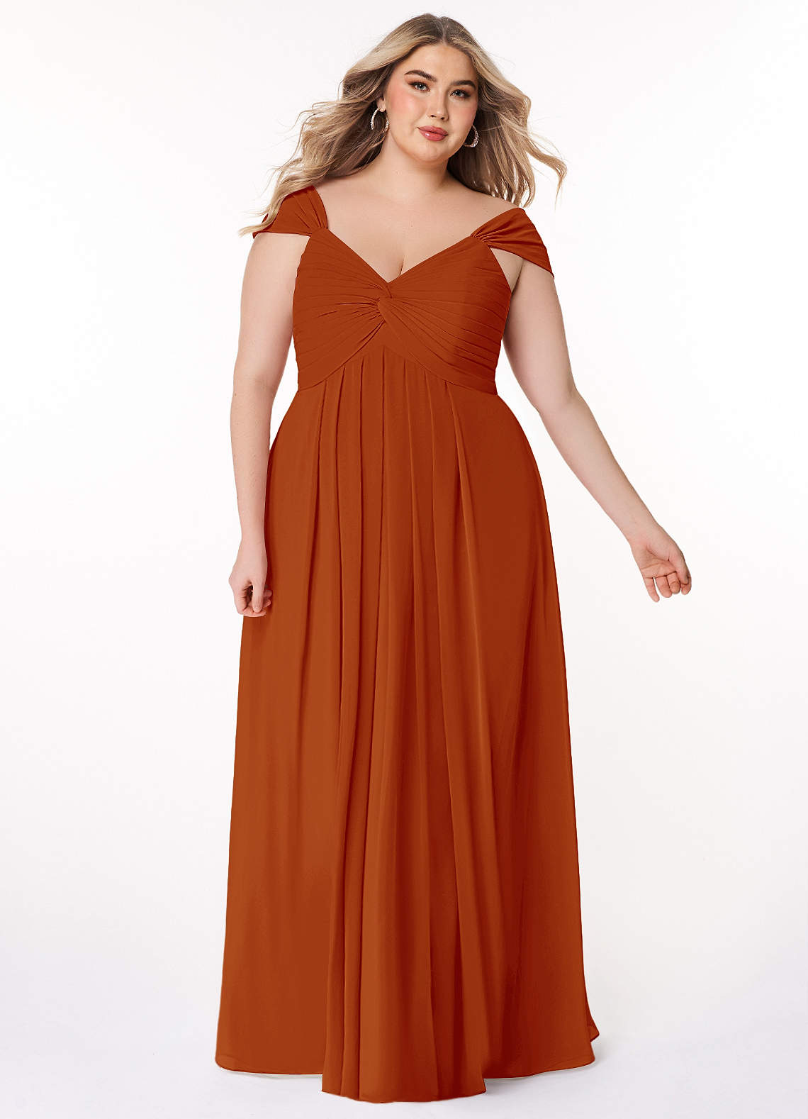 Azazie Kaitlynn Bridesmaid Dresses Paprika Empire Ruched Chiffon Convertible Dress image1