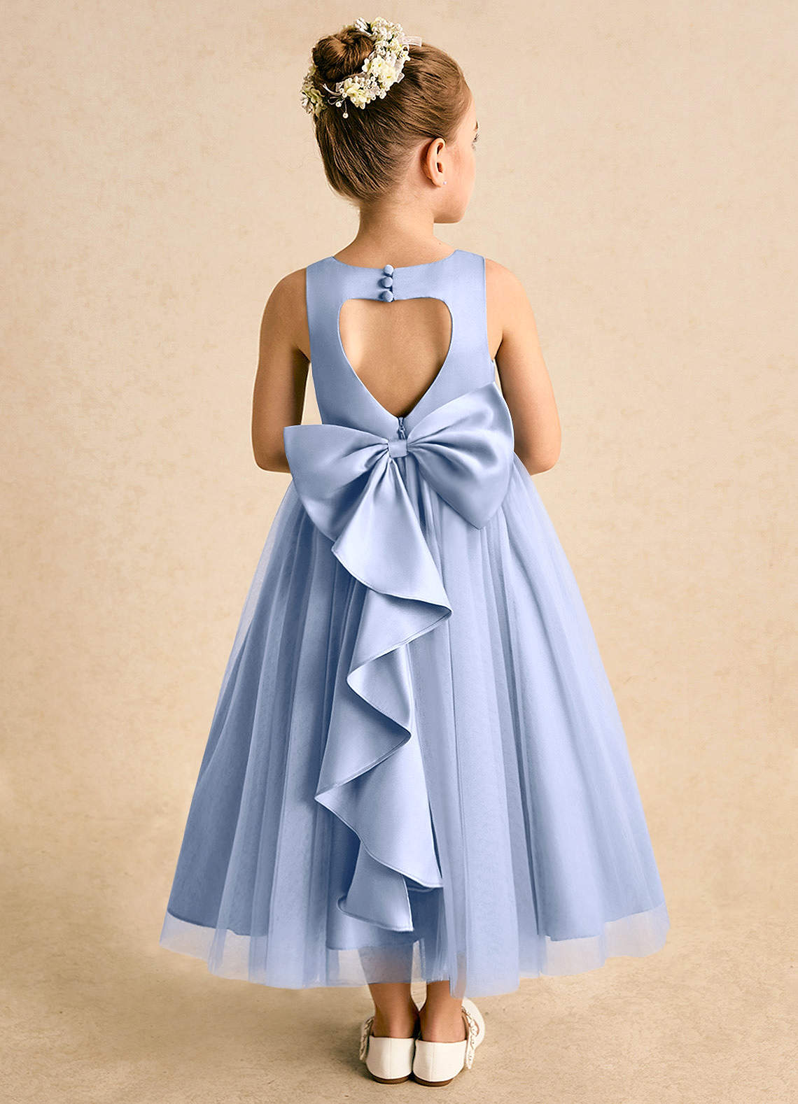 Azazie Solia Flower Girl Dresses Ice Ball-Gown Bow Tulle Dress image1