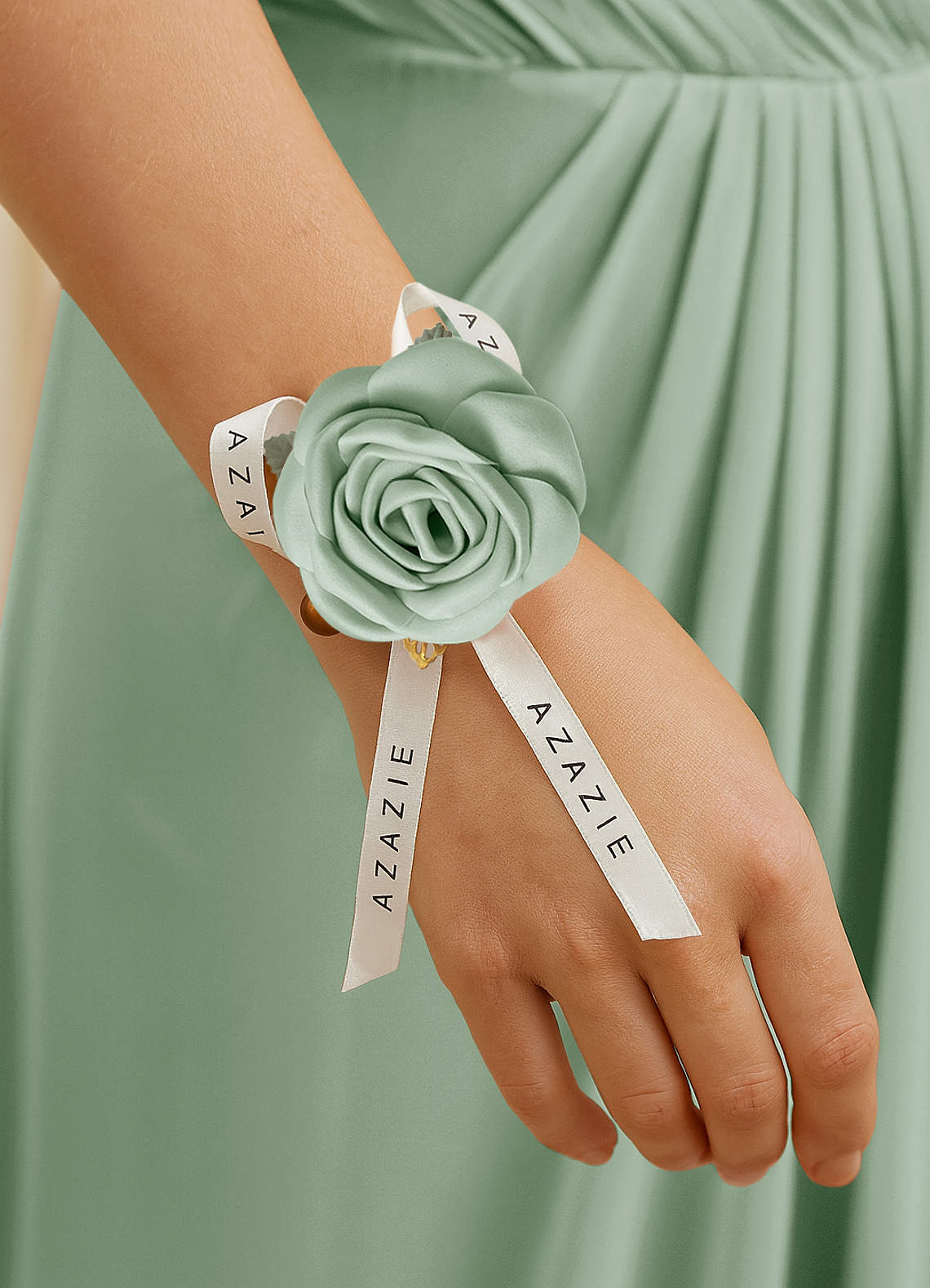 front Matching Color Matte Satin Wrist Corsage