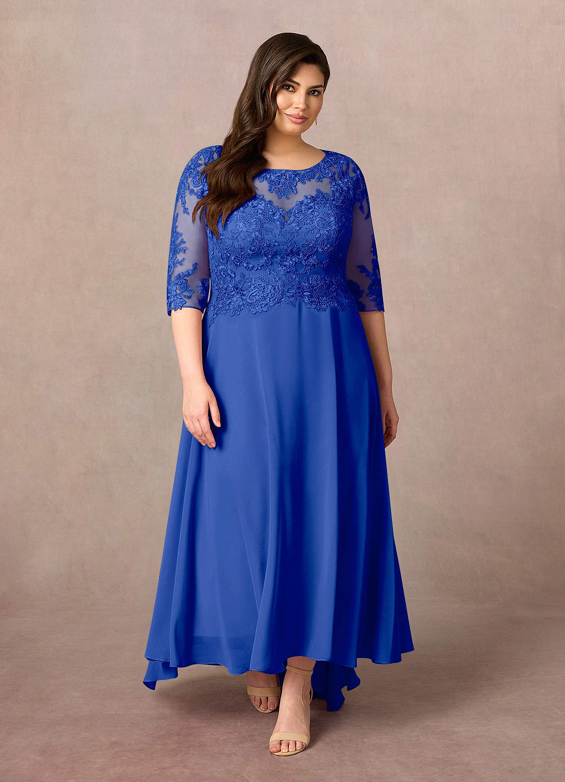 Azazie Monza Kleider für die Brautmutter A-Linie Spitze Chiffon Kleid Königsblau image1