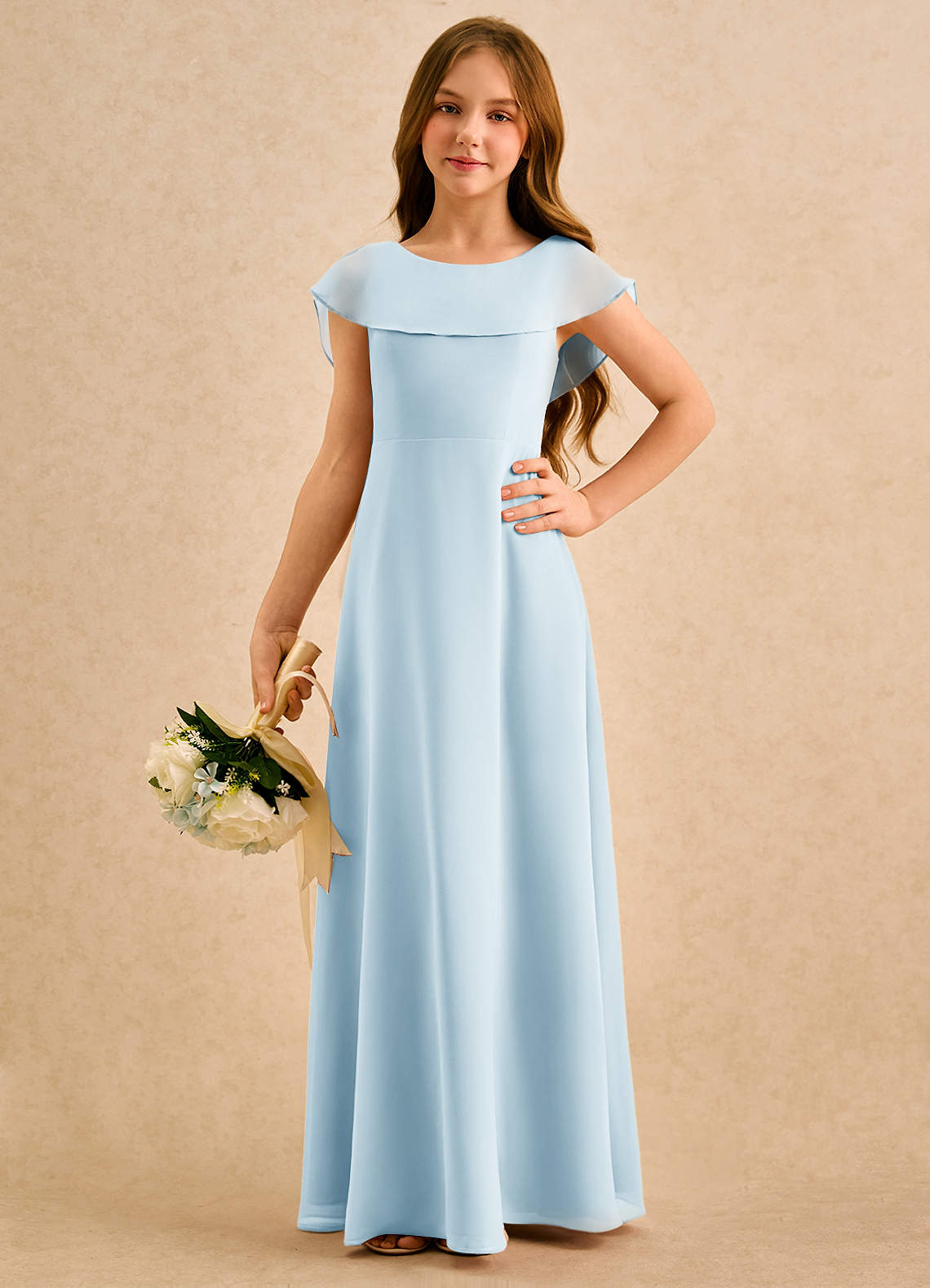 Azazie Kittie Girls Formal Sky Blue A-Line Chiffon Dress | Azazie Azazie Kittie Girls Formal Sky Blue A-Line Chiffon Dress | Azazie