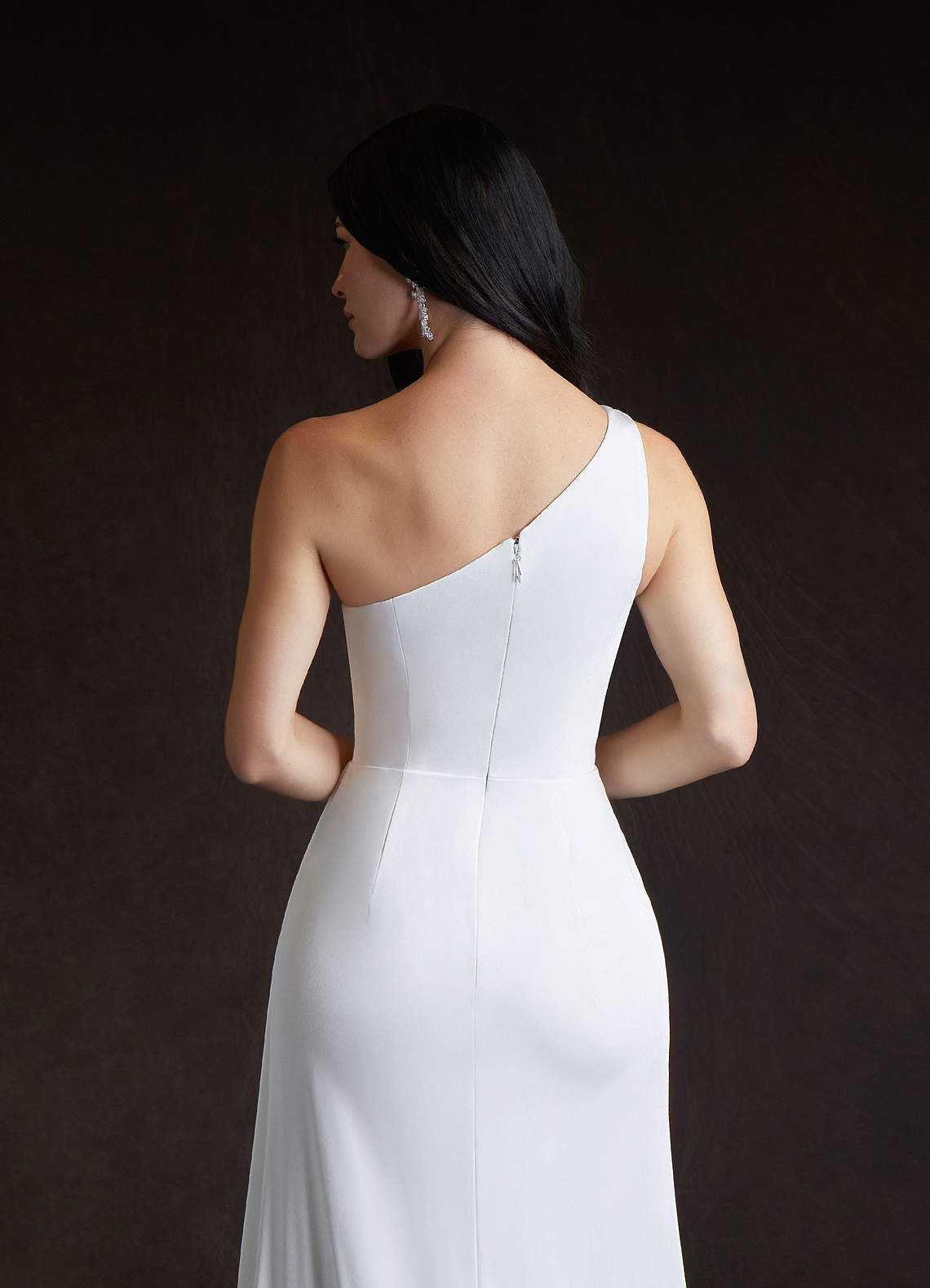 crepe-back satin one-shoulder bridesmaid dress Azazie Tipton Diamond White Sheath One Shoulder Crepe Back Ready to Ship More than 75 colors junior prom dress Soft Touch Jersey Shirt Size:60 Short