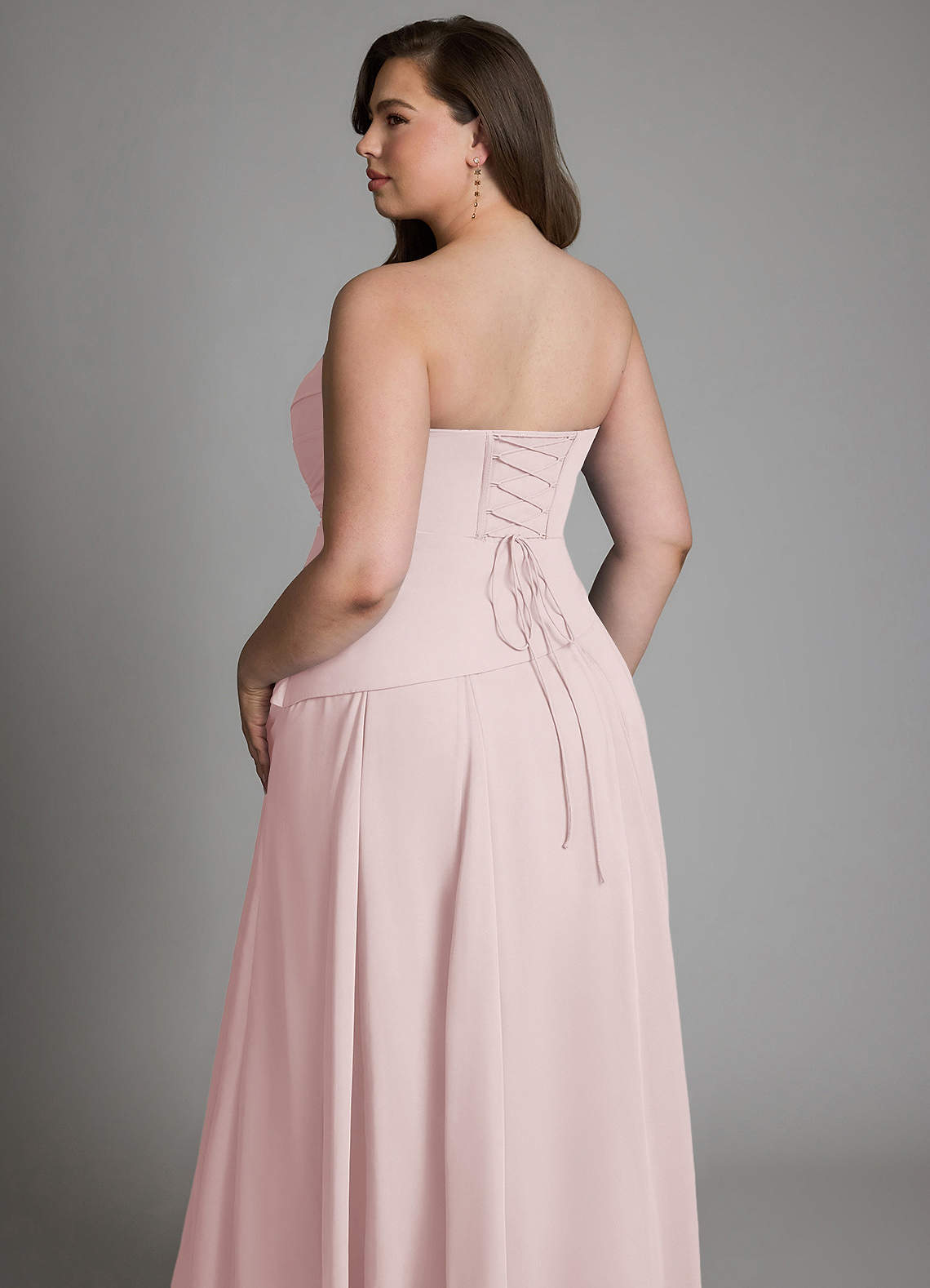 Azazie Gabriela Bridesmaid Dresses Blushing Pink A-Line Corset Chiffon Dress image24