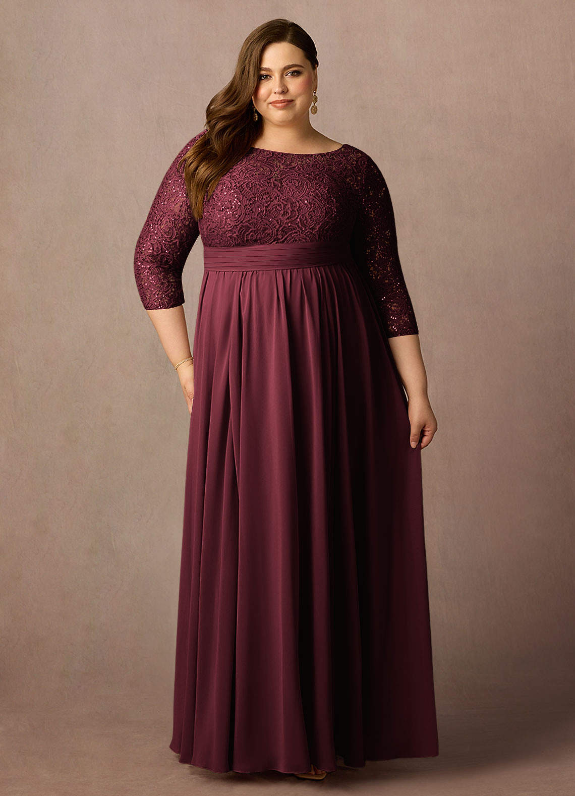 Azazie Carmena Klänningar till brudens mor Klä A-Line i Chiffong Paljetter Cabernet image1