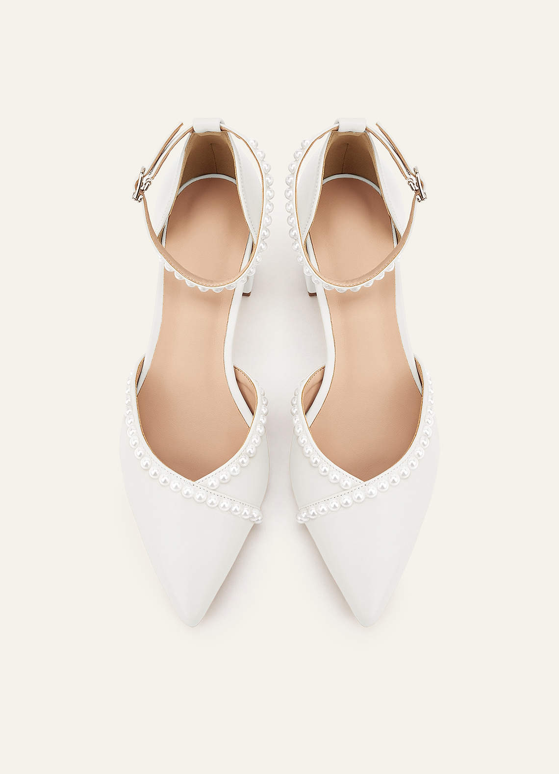 front Pointed Toe Mid Heel Pumps Closed Toe Wedding Shoes