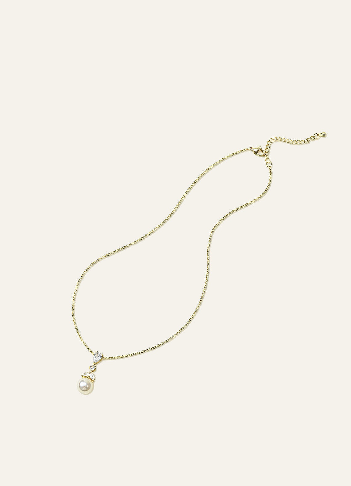 front Pear Cut Pearl Drop Necklace