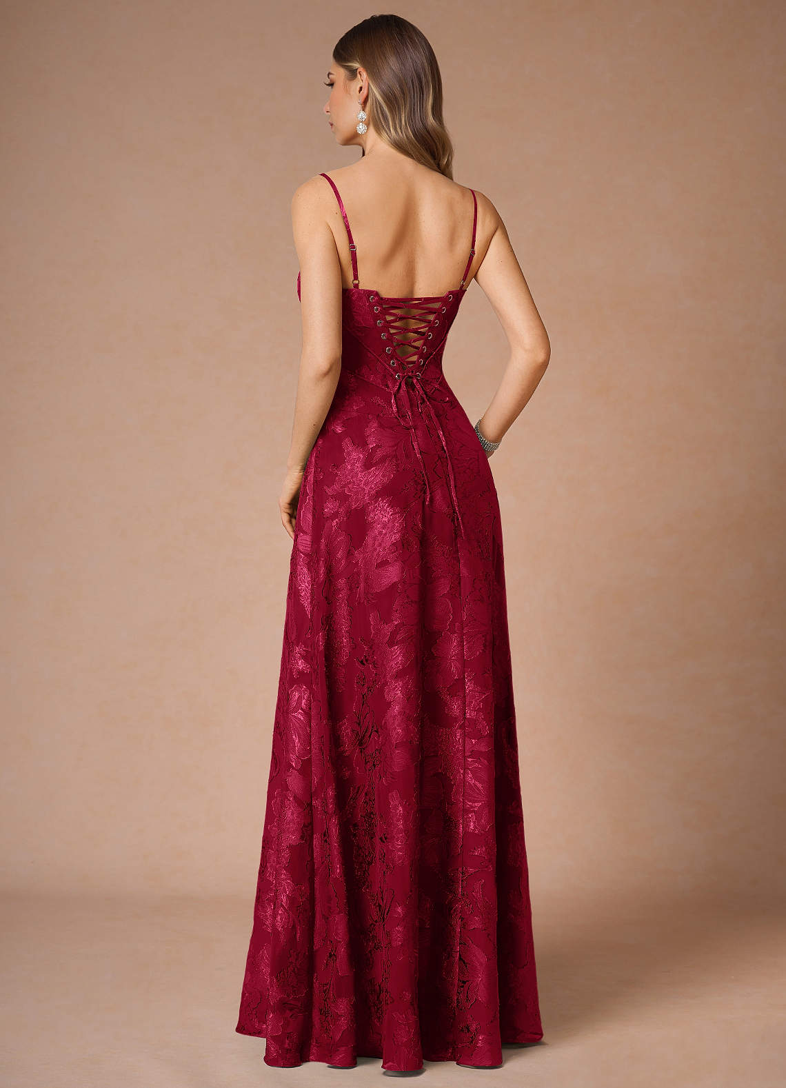 Hollis Ruby Red Lace Back Maxi Dress | Azazie