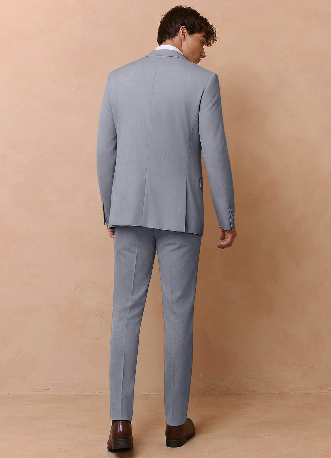front Collins Grey Double Breasted Wool Blend Suit