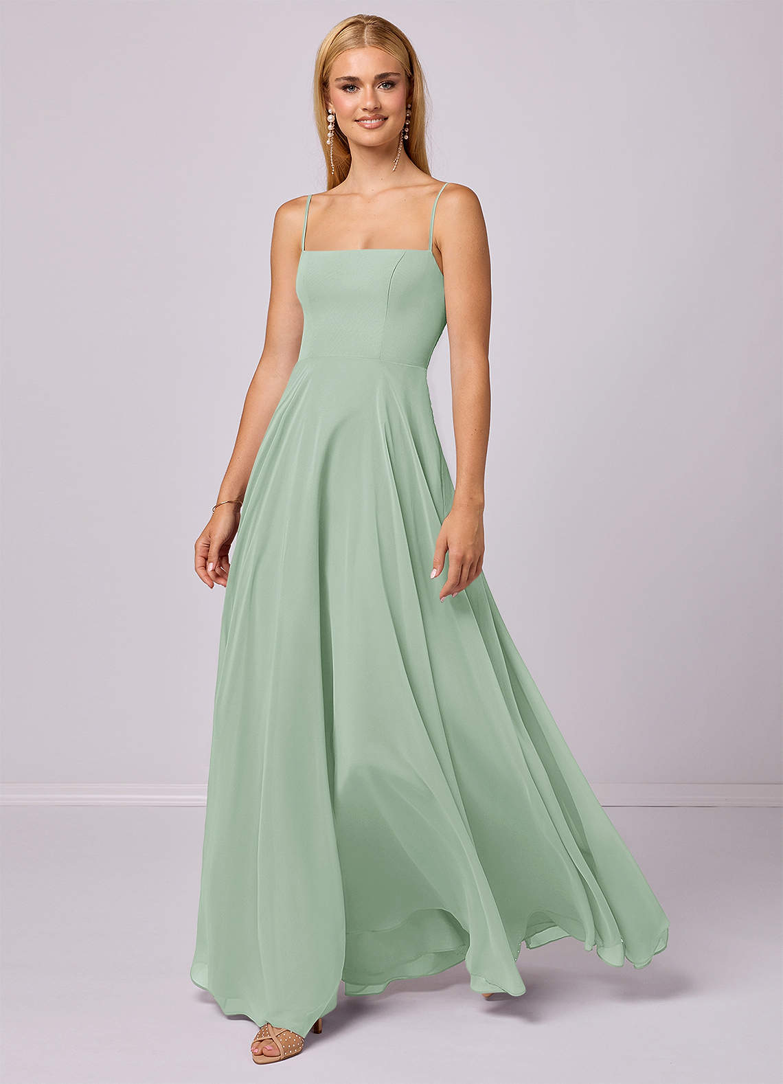 Barbie ♥ Azazie Brautjungfernkleider A-Linie Chiffon Kleid Agave image1
