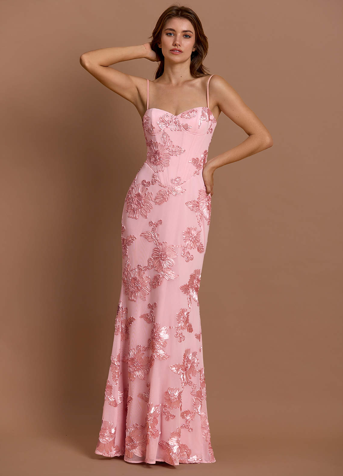 Azazie Floor-Length Maxi Dresses Mermaid Wedding Guest Formal Dresses Sweetheart Embroidery Pink