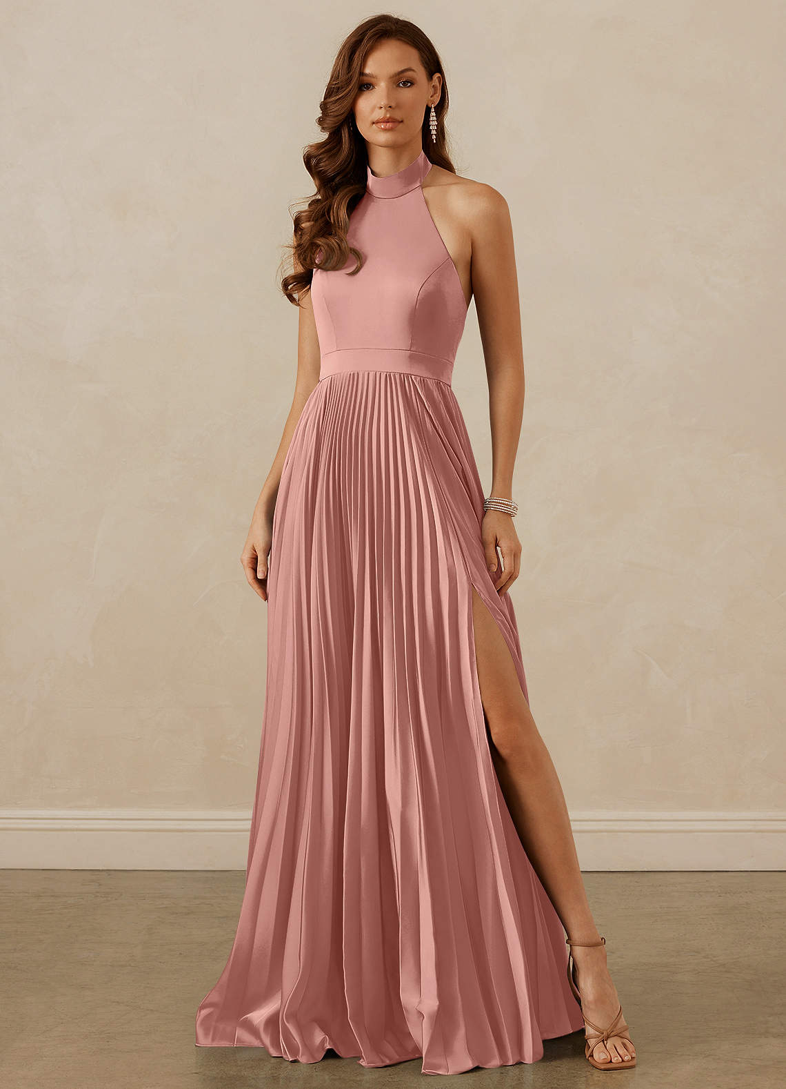 Christian Siriano Bridal for Azazie 1007 Bridesmaid Dresses Rosette A-Line Pleated Stretch Satin Dress image1