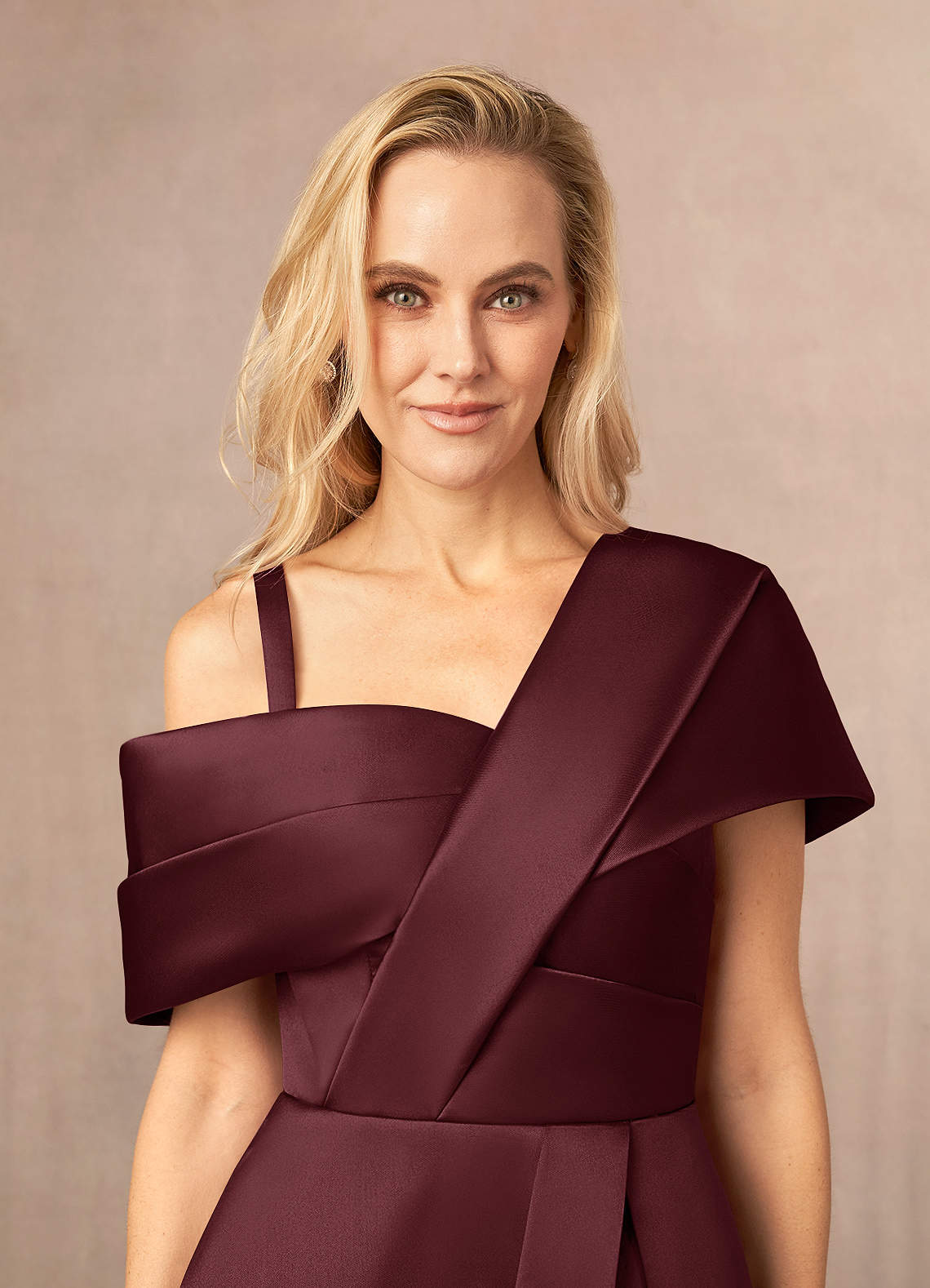 Azazie Marissa Mother of the Bride Dresses Cabernet A-Line Pleated  Mikado Dress image4