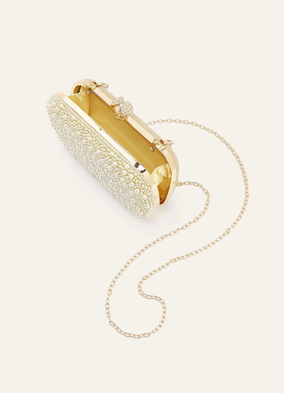 front Pearl Adorned Clutch
