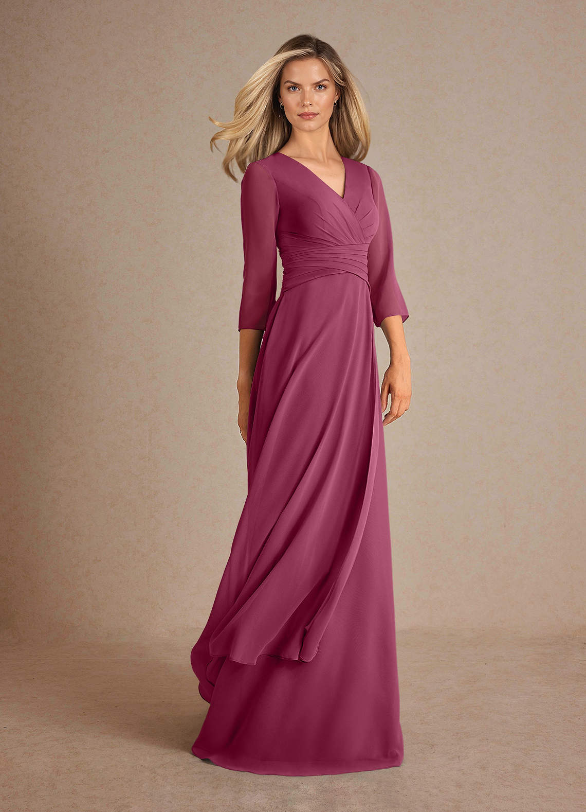 Azazie Mayfield Abiti per la Madre della Sposa Abito A-Line in Chiffon Plissettato Gelso image1
