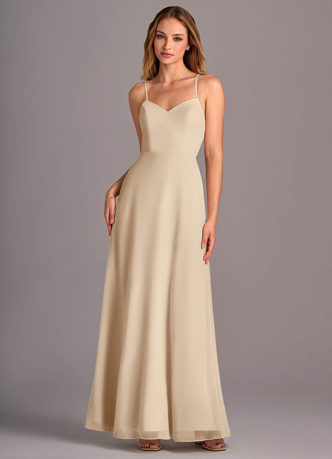 Azazie Mei Brautjungfernkleider A-Linie Chiffon Kleid Champagner image1