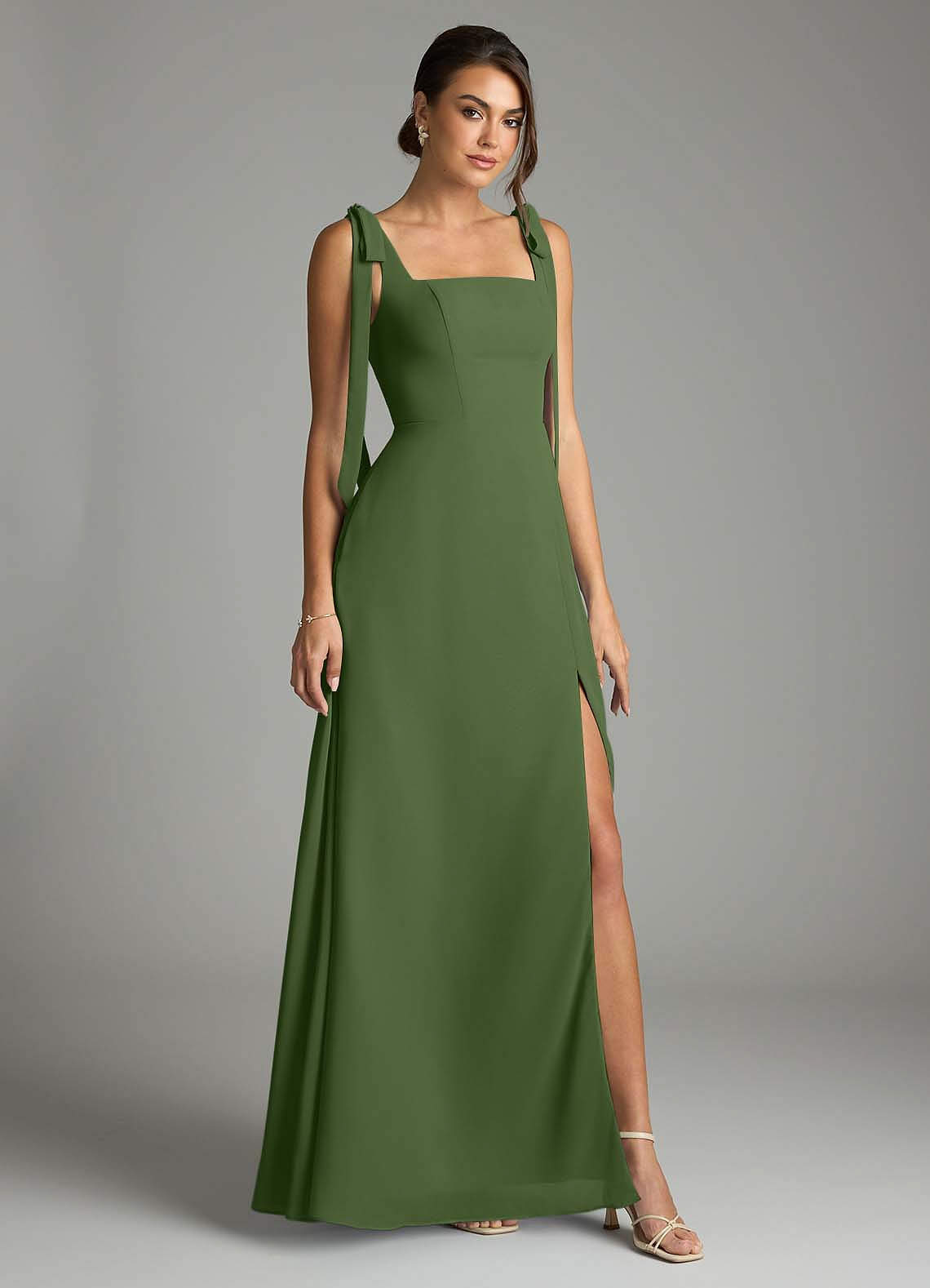 Azazie Debra Olive Chiffon Bridesmaid Dresses | Azazie