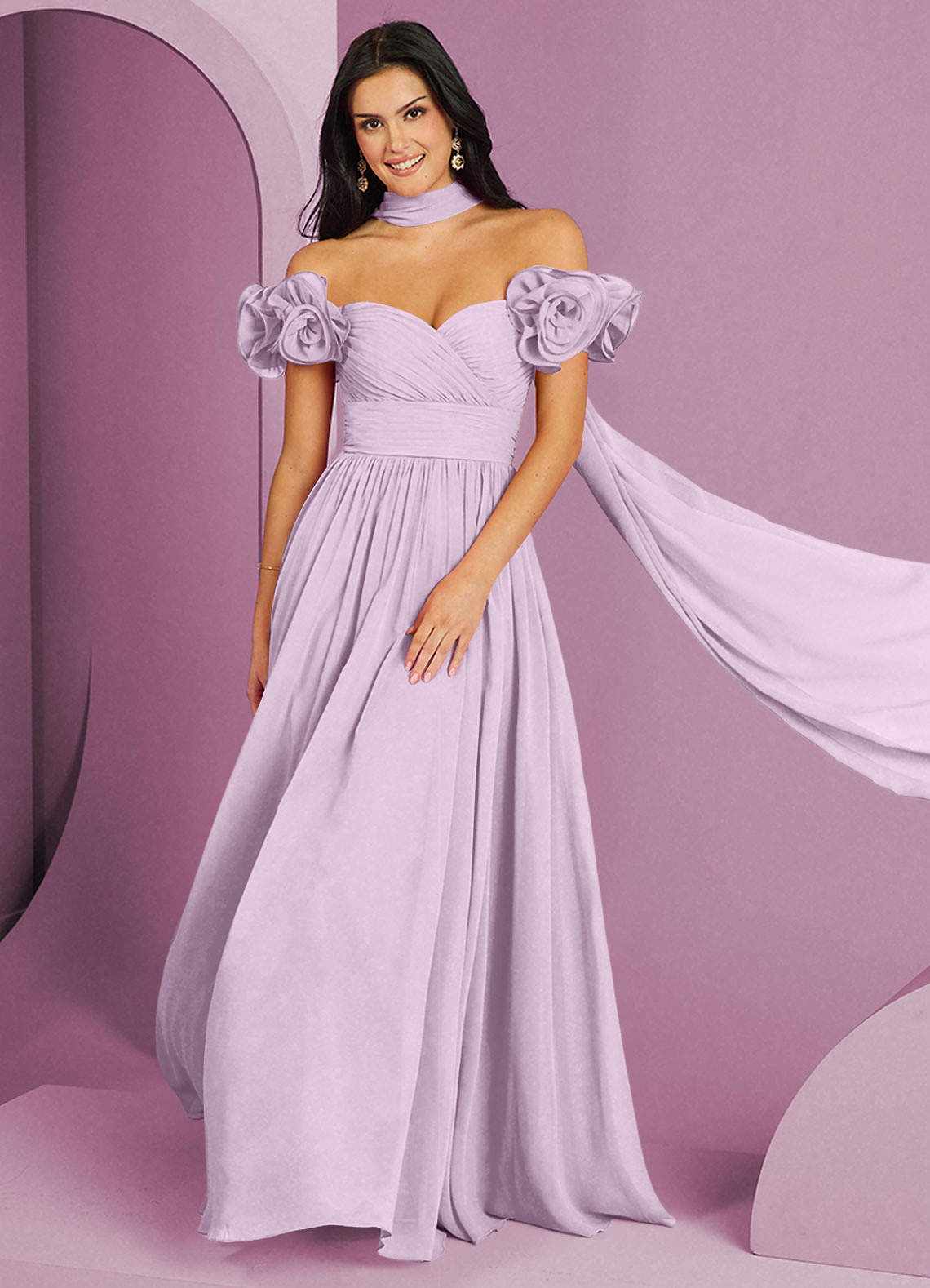 Barbie ♥ Azazie Vestidos de damas de honor Vestido de Lila Esmerilada de Gasa de Corte en A Convertible con Vestidos sin tirantes image1