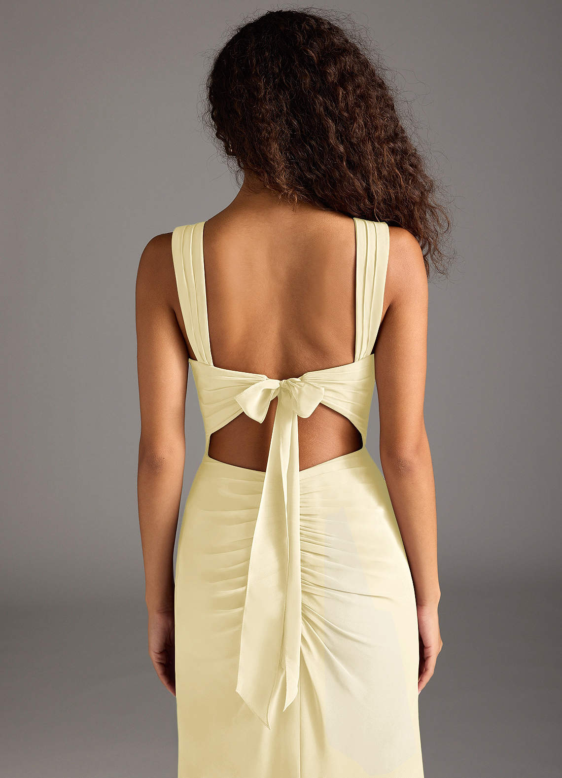 Azazie Jesaphine Bridesmaid Dresses Lemon Sorbet Sheath Bow Chiffon Dress image5