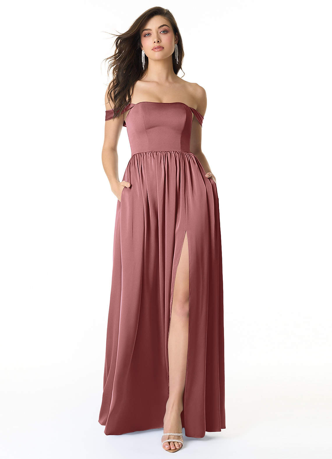 Azazie Morana Ready to Ship Amethyst Stretch Satin Bridesmaid